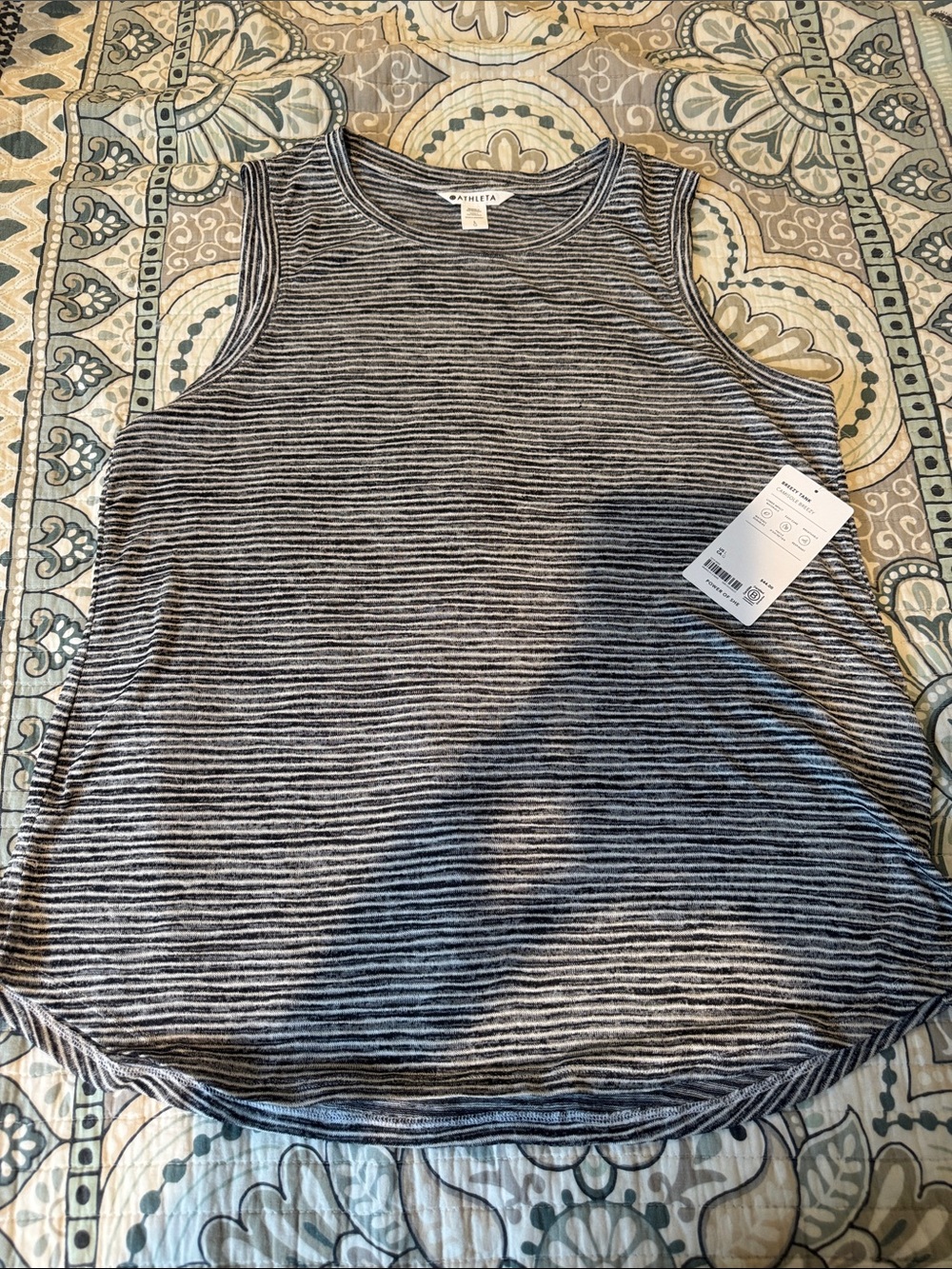 Athleta Navy and White Stripe Tank
